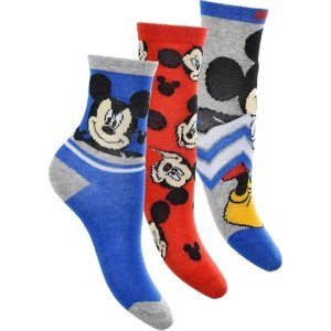 CHLAPECKÝ SET PONOŽEK MICKEY MOUSE - MODRÁ-ČERVENÁ-ŠEDÁ Velikost: 27/30