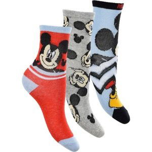 CHLAPECKÝ SET PONOŽEK MICKEY MOUSE - ČERVENÁ-ŠEDÁ-TYRKYSOVÁ Velikost: 27/30