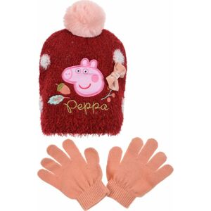 PEPPA PIG HEBKÝ SET ČEPICE A RUKAVIC - VÍNOVÁ Velikost: 54