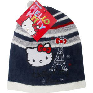 HELLO KITTY DÍVČÍ MODRÁ PRUHOVANÁ ČEPICE PARIS Velikost: 54