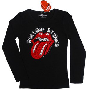 ROLLING STONES ČERNÁ DÍVČÍ HALENKA S POTISKEM Velikost: M