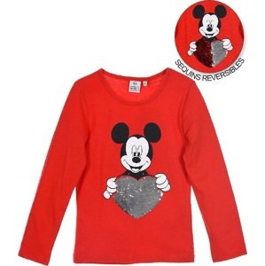 MICKEY MOUSE DÍVČÍ ČERVENÉ TRIČKO S OBOUSTRANNÝMI FLITRY Velikost: 116