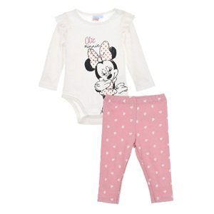 BÍLO-RŮŽOVÝ SET BODY A LEGÍNŮ MINNIE MOUSE Velikost: 67