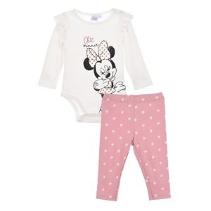 BÍLO-RŮŽOVÝ SET BODY A LEGÍNŮ MINNIE MOUSE Velikost: 81