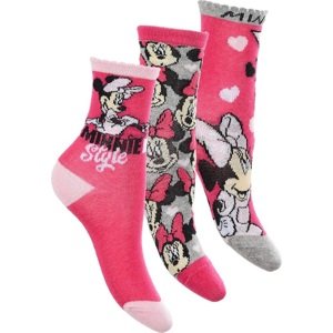 TROJBALENÍ DÍVČÍCH PONOŽEK MINNIE MOUSE - RŮŽOVÁ/ŠEDÁ/RŮŽOVÁ Velikost: 31/34