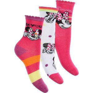 3-PACK DISNEY MINNIE MOUSE RŮŽOVÉ DÍVČÍ PONOŽKY Velikost: 27/30