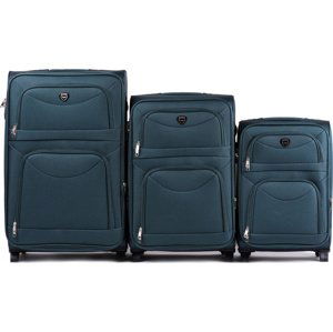 TMAVĚ MODRÁ SADA 3 CESTOVNÍCH KUFRŮ 6802(2), SETS OF 3 SUITCASES WINGS 2 WHEELS L,M,S, DARK GREEN Velikost: Sada kufrů