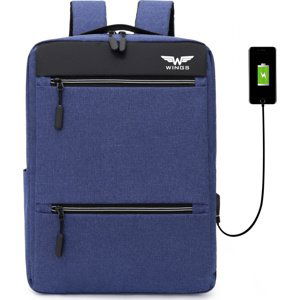 MODRÝ BATOH S USB BP30-04, WINGS, BLUE Velikost: ONE SIZE