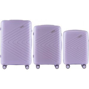 SVĚTLE FIALOVÁ SADA TŘÍ SKOŘEPINOVÝCH KUFRŮ DQ181-04, LUGGAGE 3 SETS (L,M,S) WINGS, WHITE PURPLE Velikost: Sada kufrů