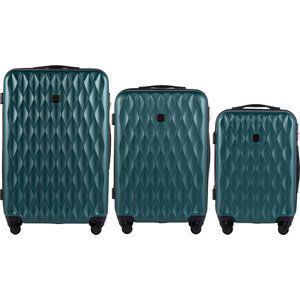 PETROLEJOVÁ SADA TŘÍ CESTOVNÍCH KUFRŮ S KROUCENÝM VZOREM TD190-3 KPL, LUGGAGE 3 SETS (L,M,S) WINGS, BOOTLE GREEN Velikost: Sada kufrů