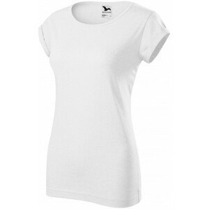 Dámské triko s vyhrnutými rukávy, bílá, XL