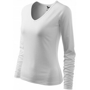 Dámské triko zúžené, V-výstřih, bílá, XL