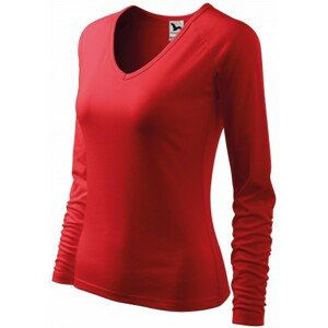 Dámské triko zúžené, V-výstřih, červená, XL