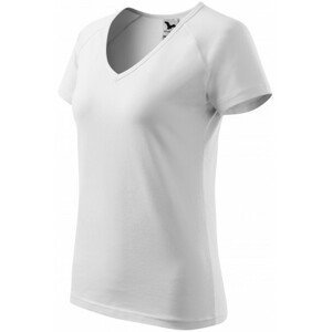 Dámské triko zúženě, raglánový rukáv, bílá, XL