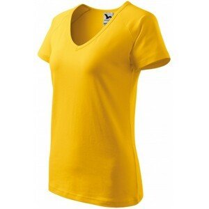 Dámské triko zúženě, raglánový rukáv, žlutá, L