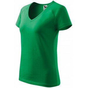 Dámské triko zúženě, raglánový rukáv, trávově zelená, XL