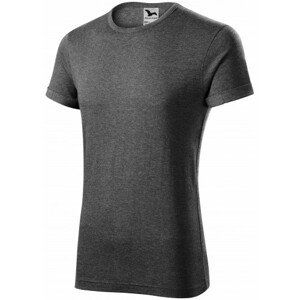 Pánské triko s vyhrnutými rukávy, černý melír, XL