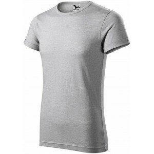Pánské triko s vyhrnutými rukávy, stříbrný melír, M
