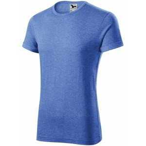 Pánské triko s vyhrnutými rukávy, modrý melír, S
