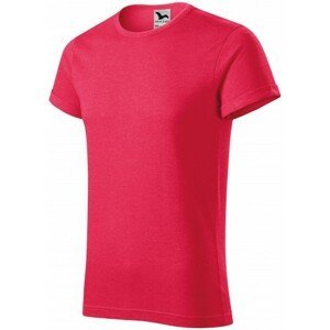 Pánské triko s vyhrnutými rukávy, červený melír, XL