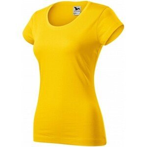 Dámské triko zúžené s kulatým výstřihem, žlutá, L