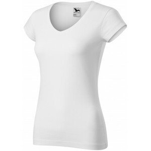 Dámské tričko s V-výstřihem zúžené, bílá, XS