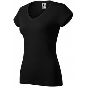 Dámské tričko s V-výstřihem zúžené, černá, XL