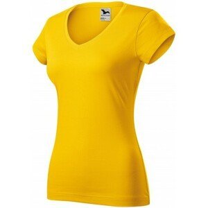 Dámské tričko s V-výstřihem zúžené, žlutá, XS