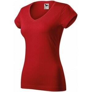 Dámské tričko s V-výstřihem zúžené, červená, XL