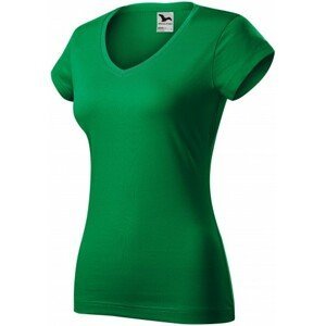 Dámské tričko s V-výstřihem zúžené, trávově zelená, XS