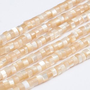 Heishi korálky s perletí, 4x2 mm, hnědé