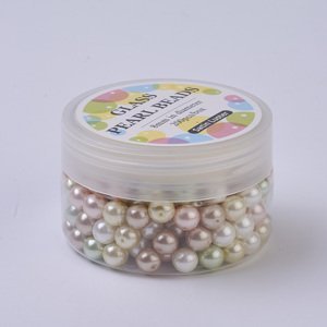 Skleněné korálky - set pastel, perleťové, 8 mm
