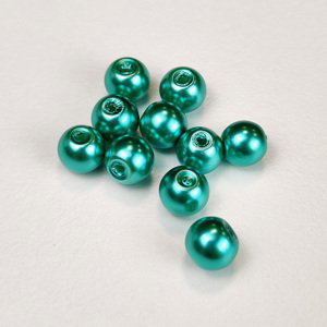 Skleněné korálky s perleťovým efektem - 6 mm, zelené