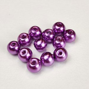 Skleněné korálky s perleťovým efektem - 6 mm, tmavě fialové