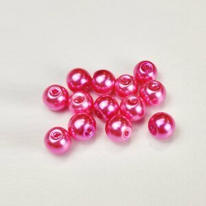 Skleněné korálky s perleťovým efektem - 6 mm, tmavě růžové