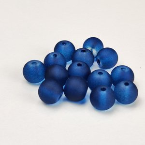 Skleněné korálky matné - 8 mm, tmavě modré