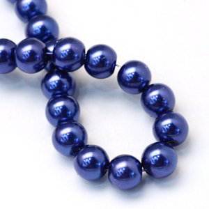 Skleněné korálky s perleťovým efektem - 8 mm, modré