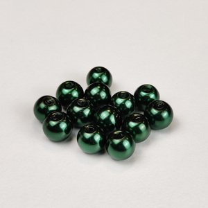 Skleněné korálky s perleťovým efektem - 8 mm, tmavě zelené
