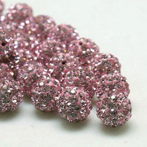 Shamballa kulička 8x8 mm, průvlek 1 mm světle růžová