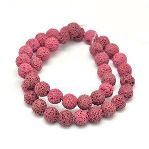 Přírodní láva - korálky, růžové, 10 mm