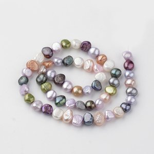 Přírodní říční perly, barvené, 7x7x6 mm