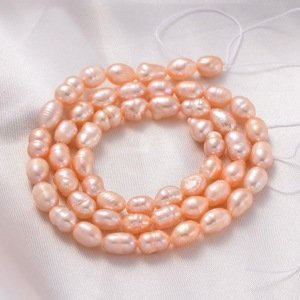 Přírodní říční perly, rýže, třída A, růžové, 4~5 mm