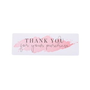 Nálepka "Thank you" bílá s růžovým pozadím, 60x29 mm