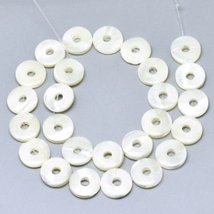 Přírodní perleťové donutky, 15x4 mm