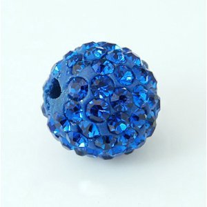 Shamballa kulička 6 mm, průvlek 1 mm, modrá