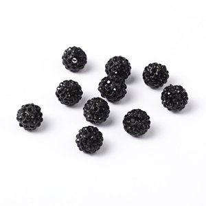 Shamballa kulička 10 mm, průvlek 1,5 mm, černá