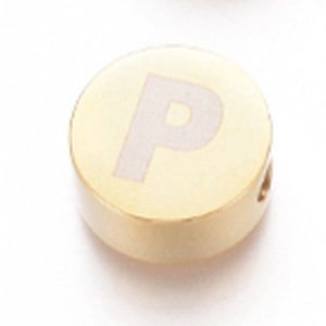 Ocelový oddělovač, písmenko P, zlaté, 10x4,5 mm