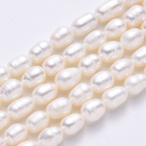 Přírodní říční perly, rýže, 7~9x6~7 mm
