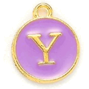 Kovový přívěšek s písmenem Y, fialový, 14x12x2 mm
