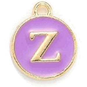 Kovový přívěšek s písmenem Z, fialový, 14x12x2 mm